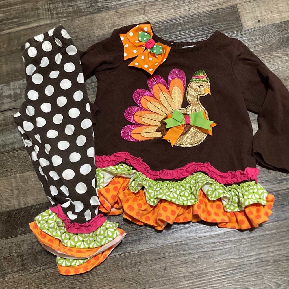 2t rare edition turkey shirt with ruffle pants